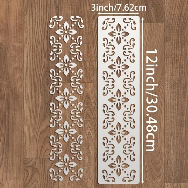 White_Floral_Border_Stencils_Washable_Bendable_Reusable_Painting_Templates_Home_Decor