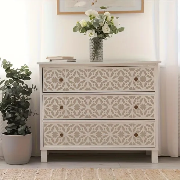 White_Floral_Border_Stencils_Washable_Bendable_Reusable_Painting_Templates_Home_Decor