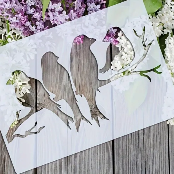 White_A_Size_Birds_Branch_Stencil_Reusable_Modern_Nature_Template_Diy_And_Craft