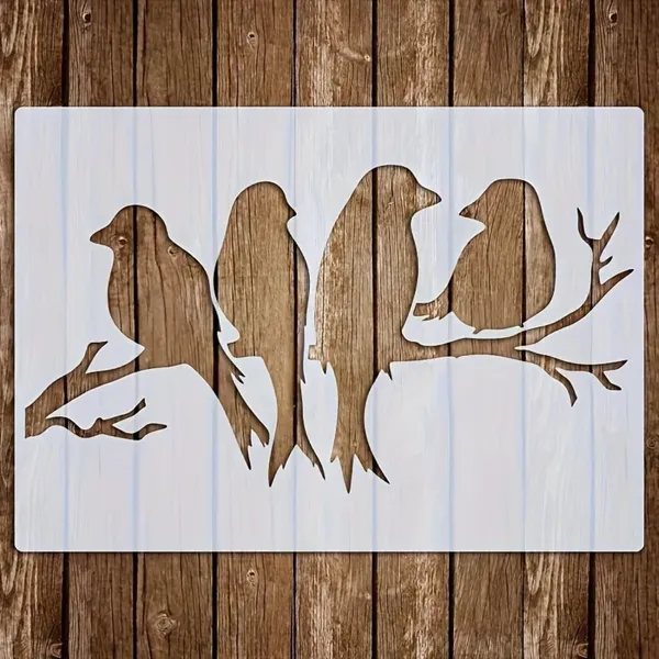 White_A_Size_Birds_Branch_Stencil_Reusable_Modern_Nature_Template_Diy_And_Craft