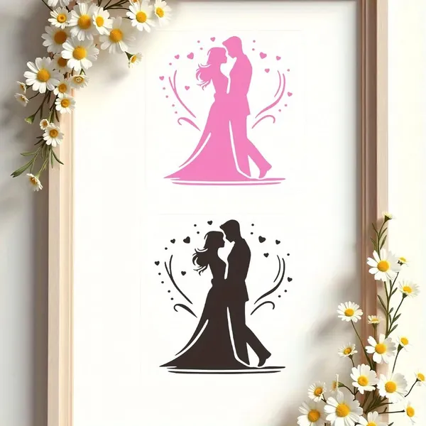 White_Romantic_Wedding_Couple_Stencil_Bride_And_Groom_Wedding
