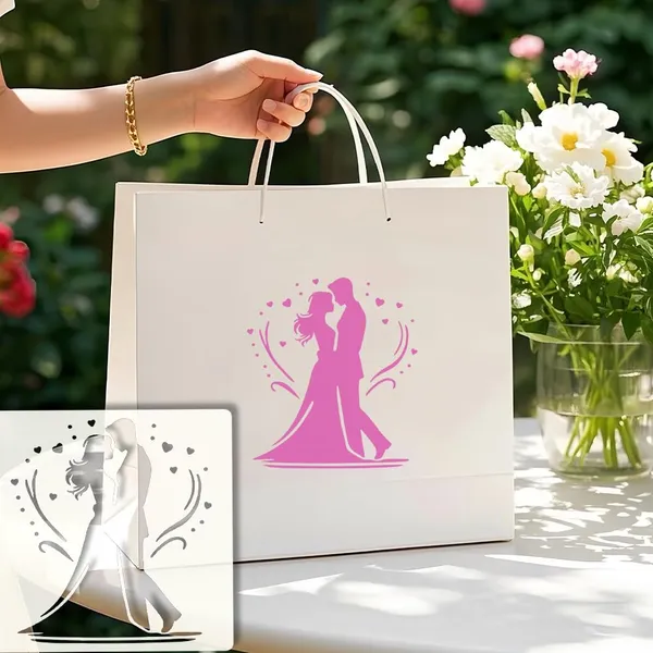 White_Romantic_Wedding_Couple_Stencil_Bride_And_Groom_Wedding