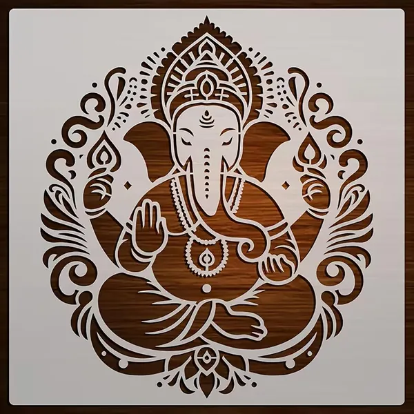 White_Ganesh_Wall_Painting_Stencil_Home_Decor