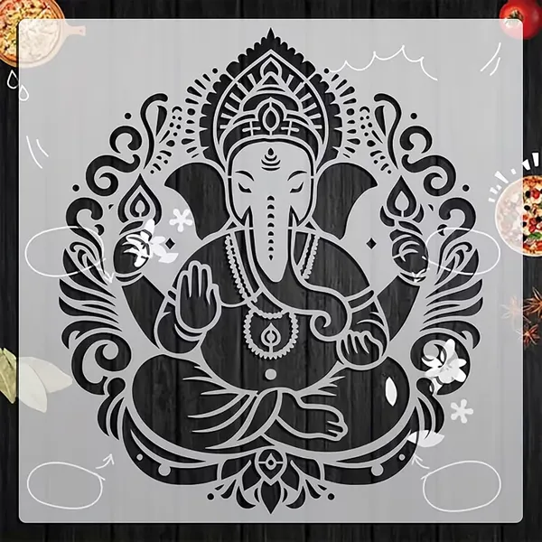 White_Ganesh_Wall_Painting_Stencil_Home_Decor
