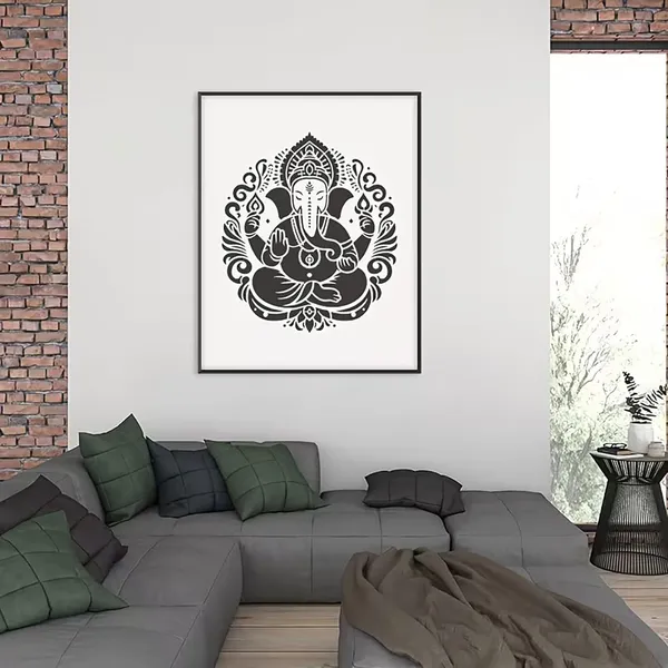 White_Ganesh_Wall_Painting_Stencil_Home_Decor