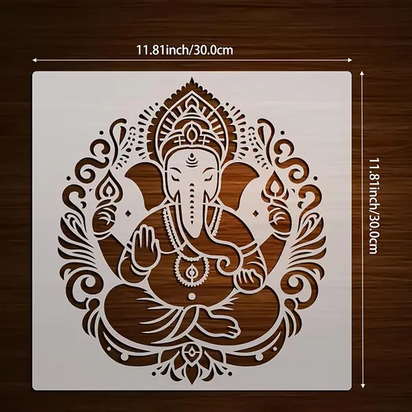 White_Ganesh_Wall_Painting_Stencil_Home_Decor