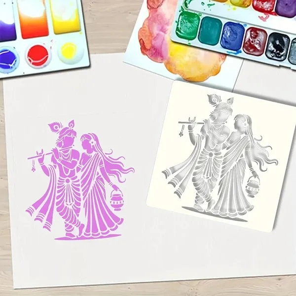 White_Radha_Krishna_Stencils_Kids