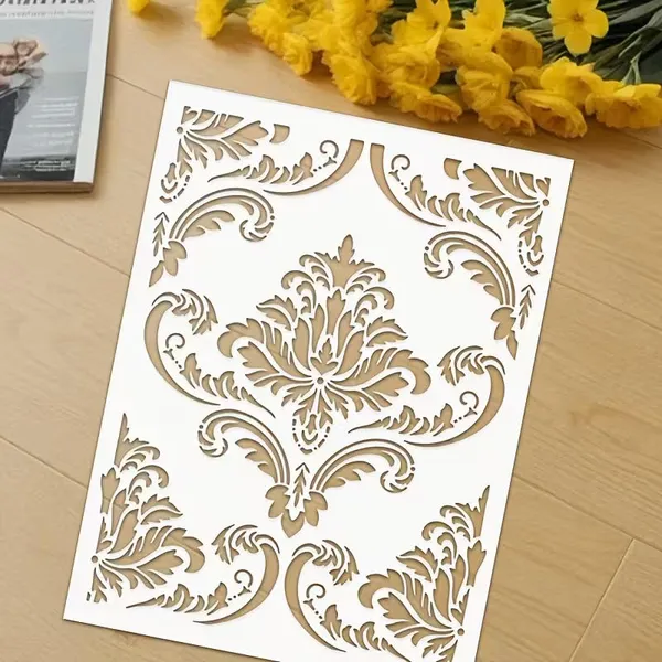 White_Extra_Large_Damask_Floral_Stencil_Reusable_Pet_Template_Home_Decor