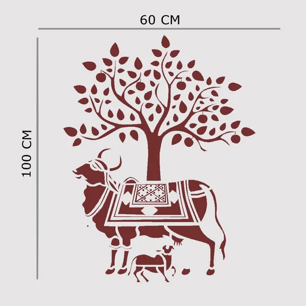 White_Kayra_Decor_Wall_Stencil_Kamdhenu_Cow_Design_Home_Decor