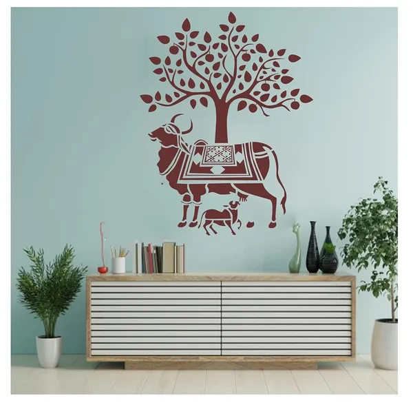 White_Kayra_Decor_Wall_Stencil_Kamdhenu_Cow_Design_Home_Decor