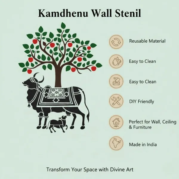 White_Kayra_Decor_Wall_Stencil_Kamdhenu_Cow_Design_Home_Decor