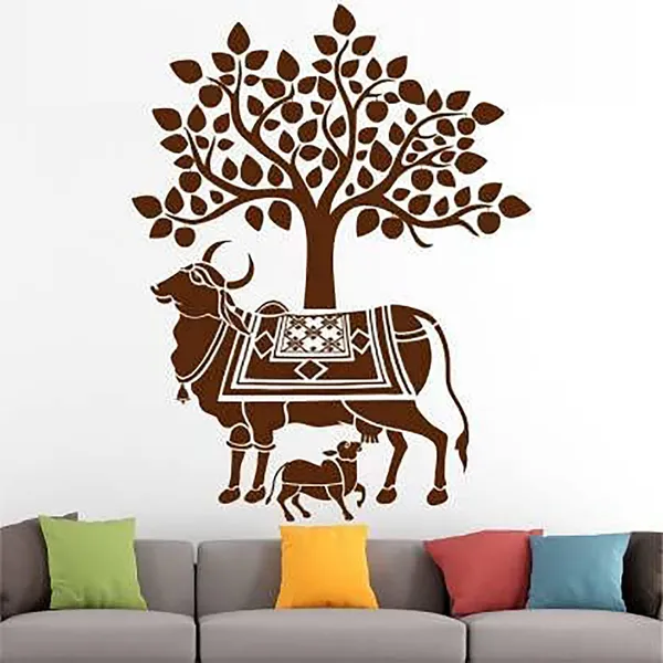 White_Kayra_Decor_Wall_Stencil_Kamdhenu_Cow_Design_Home_Decor