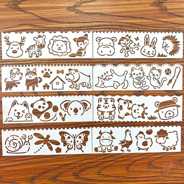 White_Mini_Animal_Painting_Stencils_Reusable_Plastic_Hollow_Templates_Diy_And_Craft