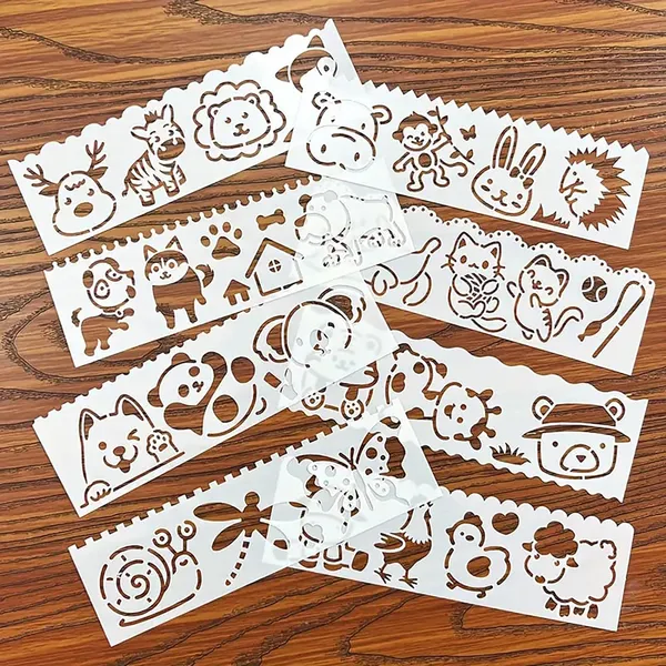 White_Mini_Animal_Painting_Stencils_Reusable_Plastic_Hollow_Templates_Diy_And_Craft