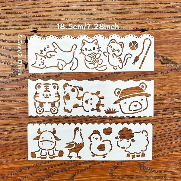 White_Mini_Animal_Painting_Stencils_Reusable_Plastic_Hollow_Templates_Diy_And_Craft