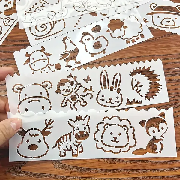 White_Mini_Animal_Painting_Stencils_Reusable_Plastic_Hollow_Templates_Diy_And_Craft