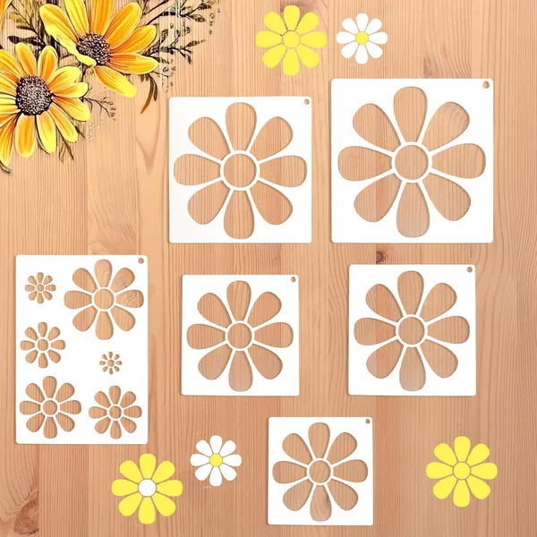 Beige_Large_Flower_Stencils_Reusable_Floral_Daisy_Painting_Templates_Diy_And_Craft