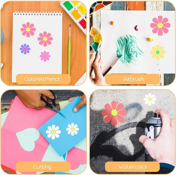 Beige_Large_Flower_Stencils_Reusable_Floral_Daisy_Painting_Templates_Diy_And_Craft