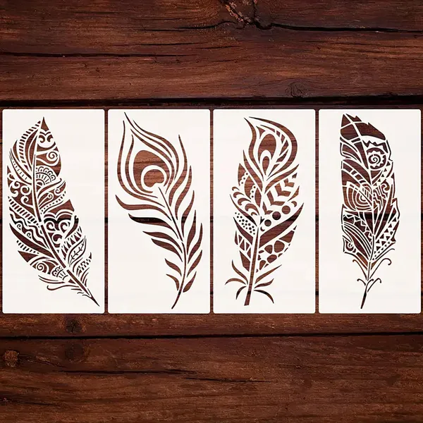 White_Mandala_Feather_Stencil_Templates_Home_Decor