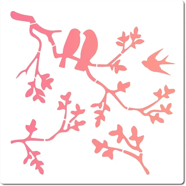 White_Birds_On_Branches_Stencil_Reusable_Plastic_Leaf_Silhouette_Template_Diy_And_Craft