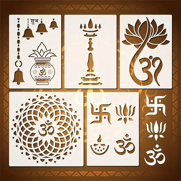White_Reusable_Indian_Symbol_Stencils_Diy_And_Craft