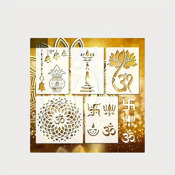 White_Reusable_Indian_Symbol_Stencils_Diy_And_Craft