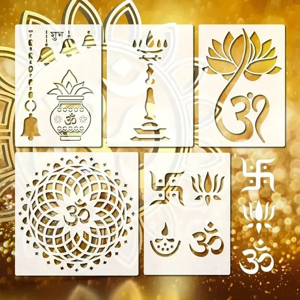 White_Reusable_Indian_Symbol_Stencils_Diy_And_Craft