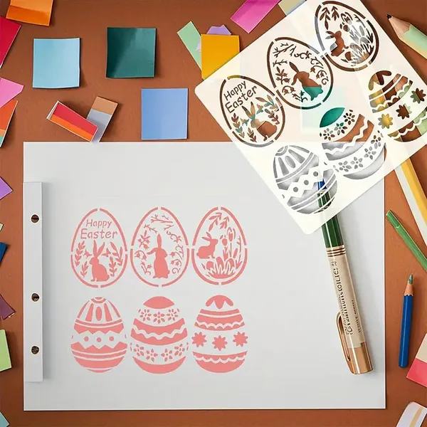 White_Easter_Egg_Bunny_Stencil_Reusable_Painting_Template_Diy_And_Craft