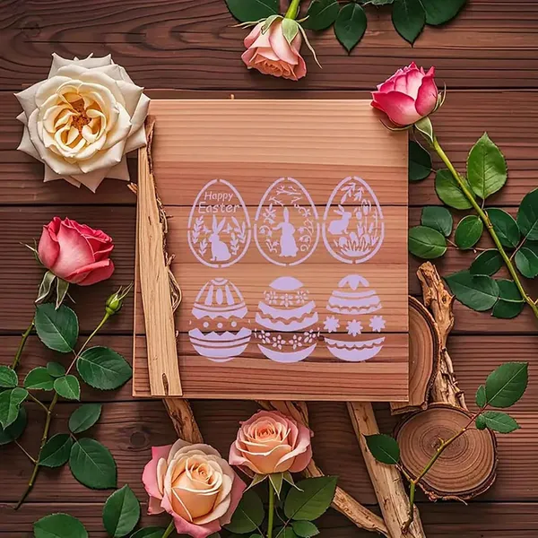 White_Easter_Egg_Bunny_Stencil_Reusable_Painting_Template_Diy_And_Craft