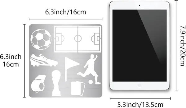 White_Soccer_Metal_Stencil_Sport_Football_Ball_Player_Ground_Shoe_Stainless_Steel_Drawing_Template_Home_Decor