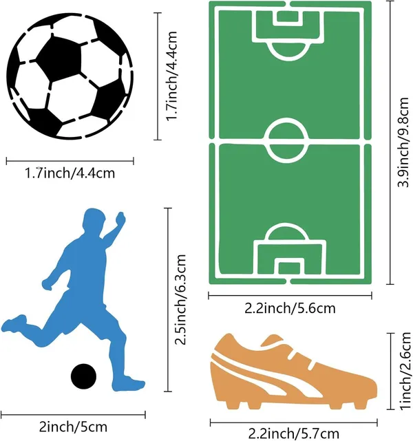 White_Soccer_Metal_Stencil_Sport_Football_Ball_Player_Ground_Shoe_Stainless_Steel_Drawing_Template_Home_Decor