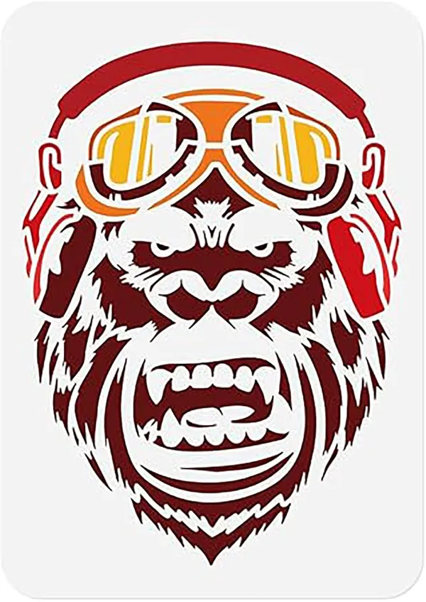 White_Gorilla_Head_Monkey_Stencil_Home_Decor