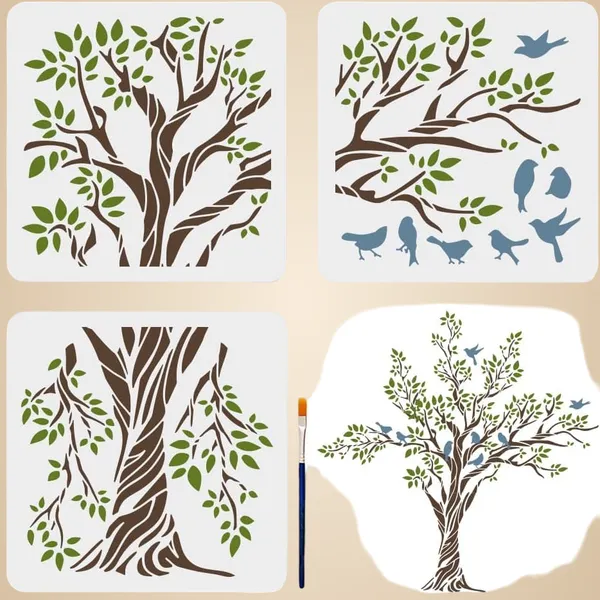 White_Large_Tree_Bird_Branch_Stencils_Cm_Diy_And_Craft