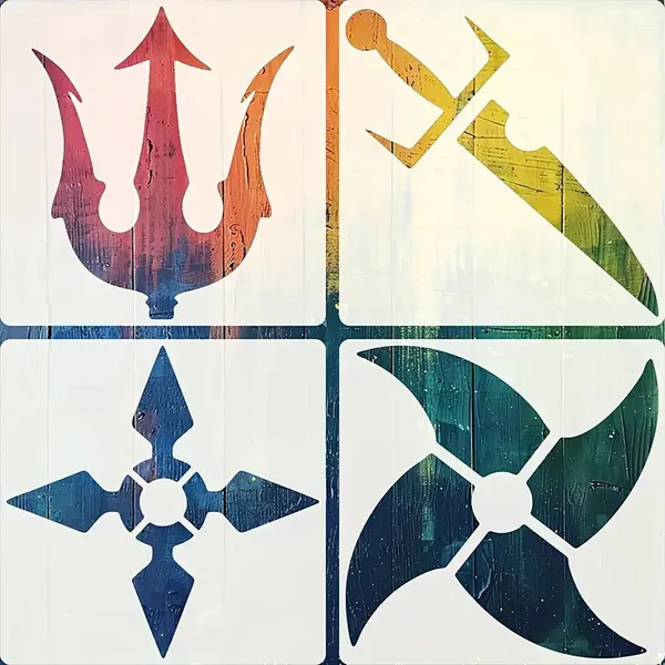 White_Cold_Weapon_Stencils_Reusable_Mylar_Acetate_Craft_Templates_Durable_Diy_And_Craft