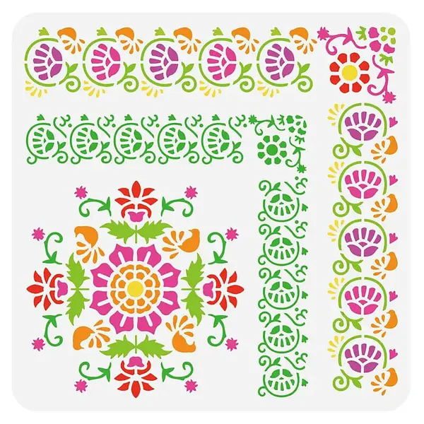 White_Floral_Stencil_Reusable_Pet_Plastic_Template_Home_Decor