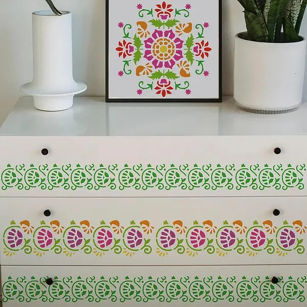 White_Floral_Stencil_Reusable_Pet_Plastic_Template_Home_Decor