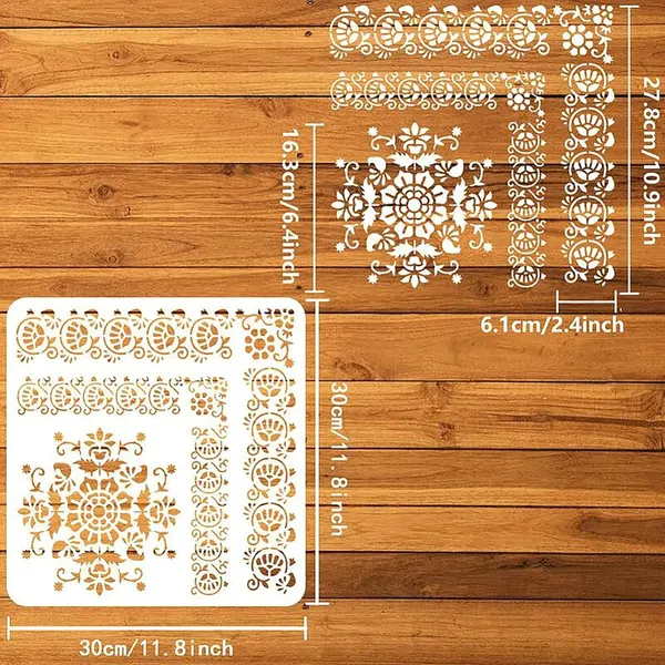 White_Floral_Stencil_Reusable_Pet_Plastic_Template_Home_Decor