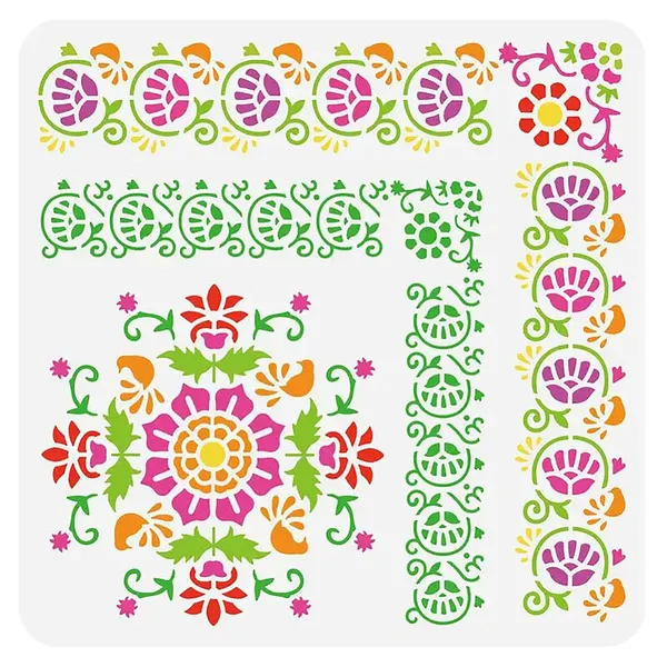 White_Floral_Stencil_Reusable_Pet_Plastic_Template_Home_Decor