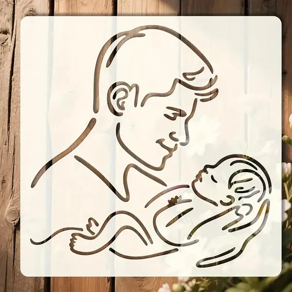 White_Father_S_Day_Stencil_Dad_Baby_Painting_Template_Baby