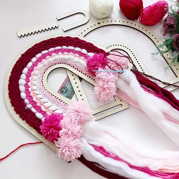 Beige_Rainbow_Weaving_Loom_Wooden_Frames_Diy_And_Craft