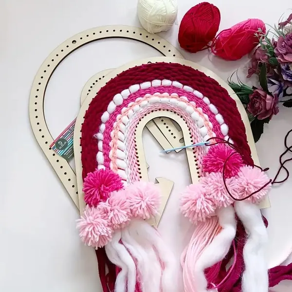 Beige_Rainbow_Weaving_Loom_Wooden_Frames_Diy_And_Craft