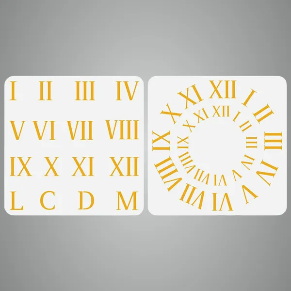 White_Roman_Numerals_Clock_Stencil_Painting_Template_Diy_And_Craft