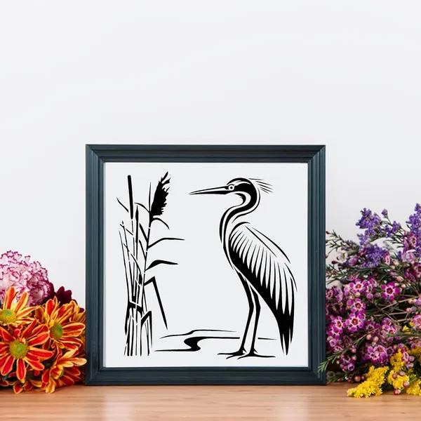 White_Waterbird_Stencil_Reusable_Plastic_Painting_Template_Home_Decor