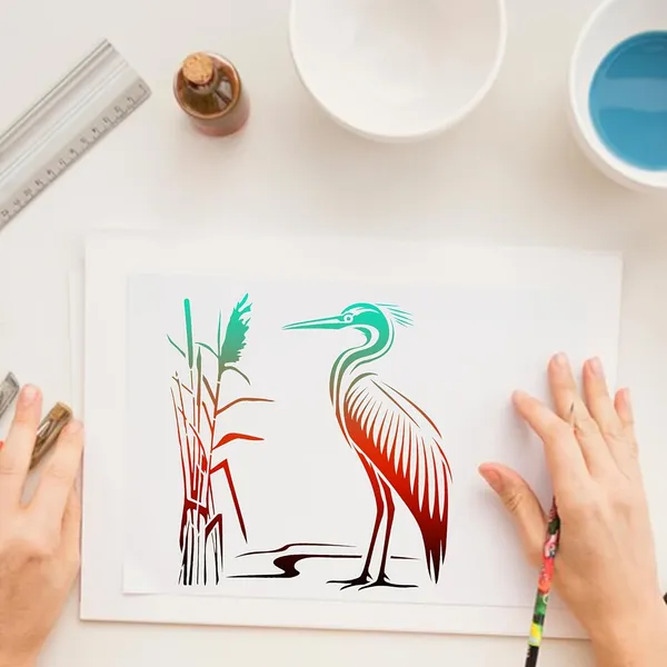White_Waterbird_Stencil_Reusable_Plastic_Painting_Template_Home_Decor