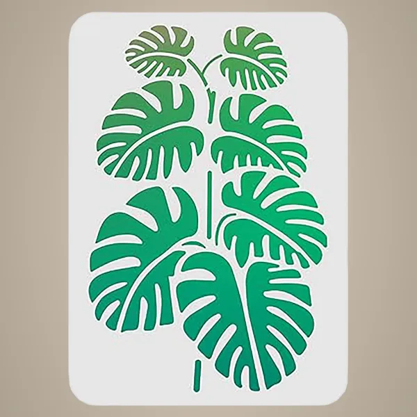 White_Leaf_Stencil_Reusable_Plastic_Monstera_Leaves_Template_Home_Decor