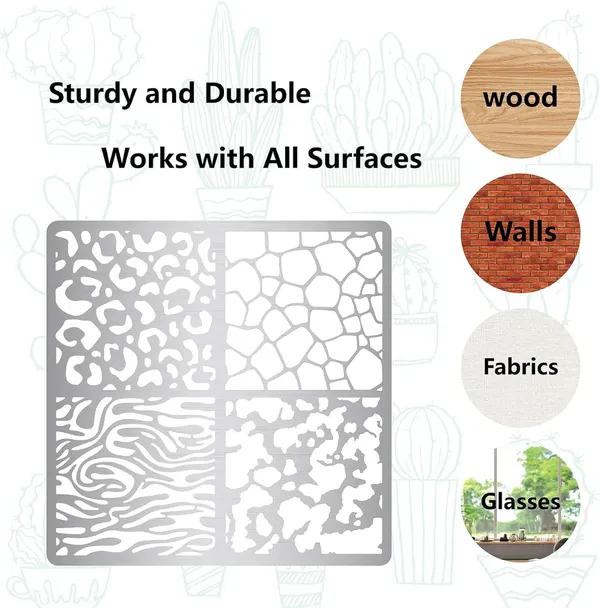 White_Animal_Print_Metal_Stencil_Leopard_Skin_Stainless_Steel_Drawing_Template_General