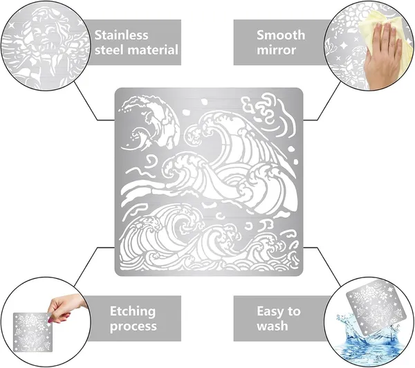 White_Sea_Waves_Metal_Stencil_Ocean_Wave_Stainless_Steel_Drawing_Template_Diy_And_Craft