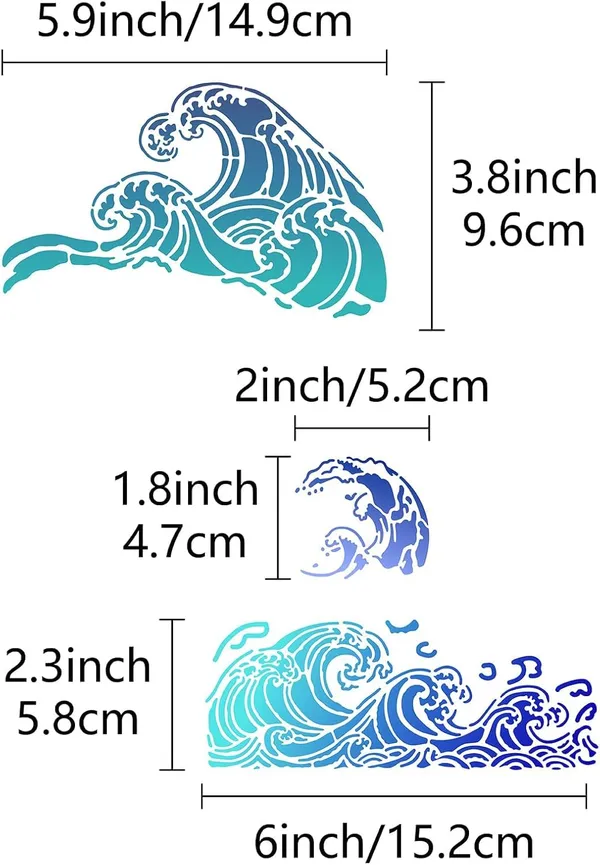 White_Sea_Waves_Metal_Stencil_Ocean_Wave_Stainless_Steel_Drawing_Template_Diy_And_Craft