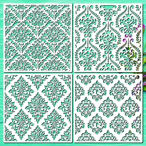 White_Elegant_Damask_Stencils_Large_Texture_Plastic_Wall_Stencils_Home_Decor