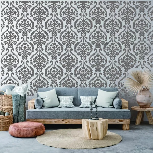 White_Elegant_Damask_Stencils_Large_Texture_Plastic_Wall_Stencils_Home_Decor